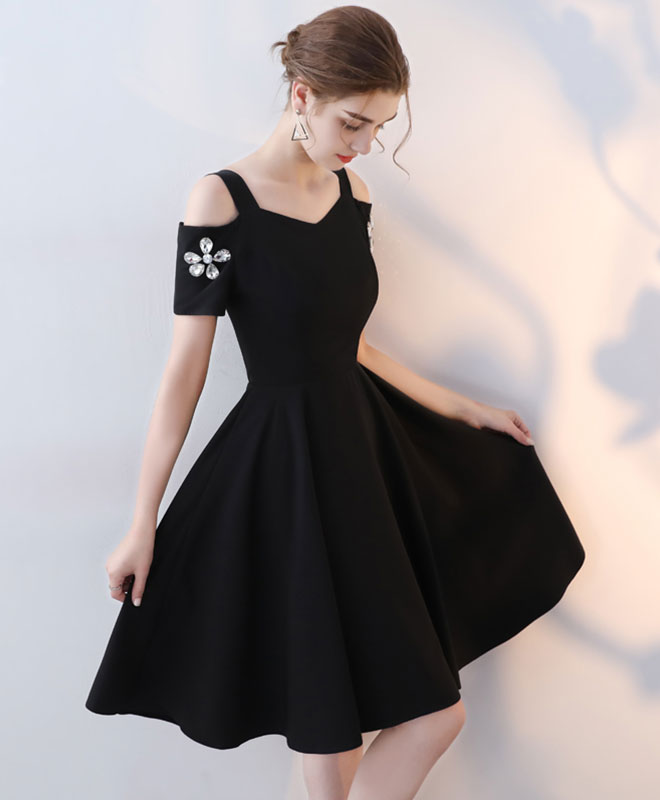 Cute black short prom dress, short ...